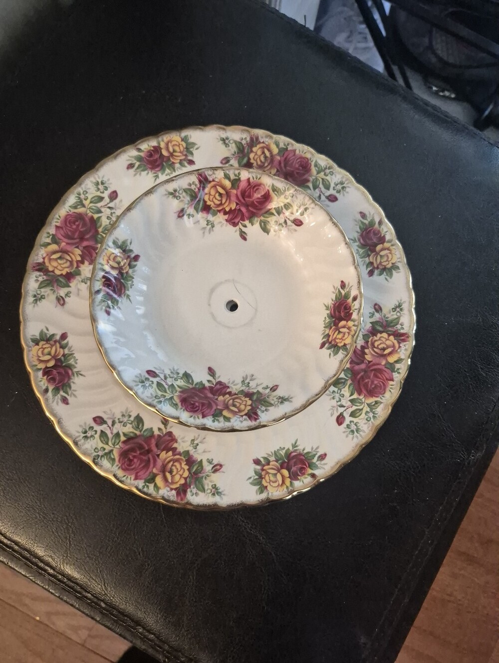 Royal Albert Pink & Yellow Rose Pattern Tea Sandwich Plate Set